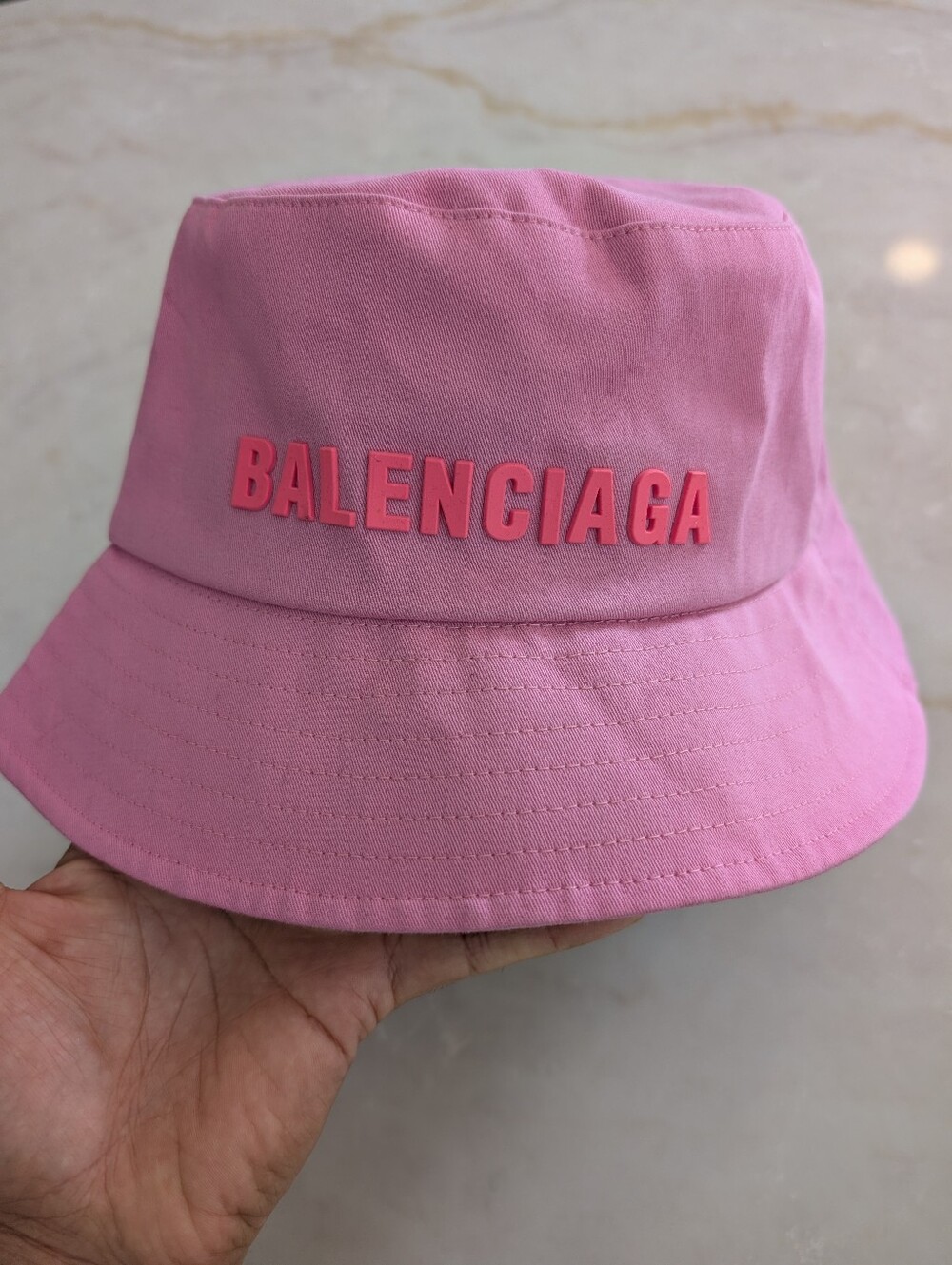 Balenciaga Pink Logo Bucket Hat